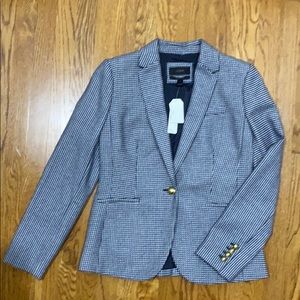 NWT J. Crew Navy Houndstooth Checked Blazer Sz 8
